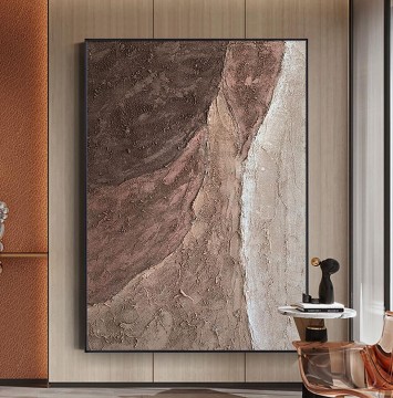 抽象的かつ装飾的 Painting - ビーチ茶色の砂の波抽象 15 ウォール アート ミニマリズム